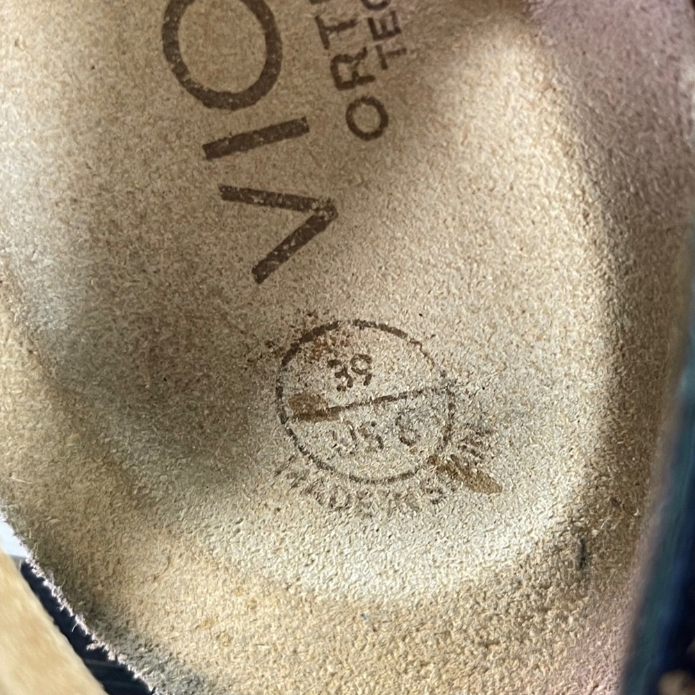 Vionic Navy Blue Croc-Embossed Wedge Sandals - Picture 9 of 10